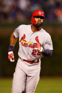 Oct 12, 2015; Chicago, IL, USA; St. Louis Cardinals right fielder <a rel=