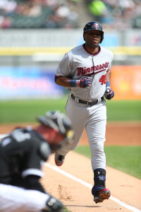 Sep 13, 2015; Chicago, IL, USA; Minnesota Twins right fielder Torii Hunter (48) runs for home after hitting a three run home run during the first inning against the Chicago White Sox at U.S Cellular Field. Mandatory Credit: Caylor Arnold-USA TODAY Sports