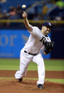 Jun 29, 2015; St. Petersburg, FL, USA; Tampa Bay Rays starting pitcher Nathan Karns (51) throws a pitch during the third inning against the Cleveland Indians at Tropicana Field. Mandatory Credit: Kim Klement-USA TODAY Sports