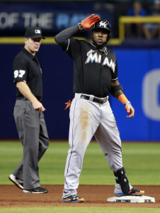 Sep 29, 2015; St. Petersburg, FL, USA; Miami Marlins center fielder <a rel=