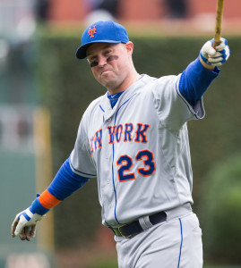 Oct 1, 2015; Philadelphia, PA, USA; New York Mets left fielder Michael Cuddyer (23) warms up before a game against the Philadelphia Phillies at Citizens Bank Park. Mandatory Credit: Bill Streicher-USA TODAY Sports