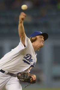 Oct 10, 2015; Los Angeles, CA, USA; Los Angeles Dodgers starting pitcher Zack Greinke (21) delivers a pitch during game two of the NLDS against the New York Mets at Dodger Stadium. Mandatory Credit: Jayne Kamin-Oncea-USA TODAY Sports