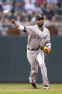 Sep 1, 2015; Minneapolis, MN, USA; Chicago White Sox shortstop Alexei Ramirez (10) throws the ball to first base for an out in the first inning against the Minnesota Twins at Target Field. Mandatory Credit: Jesse Johnson-USA TODAY Sports