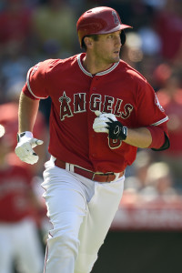 IJul 20, 2015; Anaheim, CA, USA; Los Angeles Angels third baseman David Freese (6) runs towards first after hitting a home run against the Boston Red Sox during the fourth inning at Angel Stadium of Anaheim. Mandatory Credit: Kelvin Kuo-USA TODAY Sports