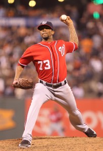 Aug 15, 2015; San Francisco, CA, USA; Washington Nationals relief pitcher Felipe Rivero (73) throws the ball against the San Francisco Giants during the sixth inning at AT&T Park. Mandatory Credit: Kelley L Cox-USA TODAY Sports