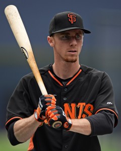 May 18, 2016; San Diego, CA, USA; San Francisco Giants third baseman Matt Duffy (5) looks on before the game against the San Diego Padres at Petco Park. Mandatory Credit: Jake Roth-USA TODAY Sports