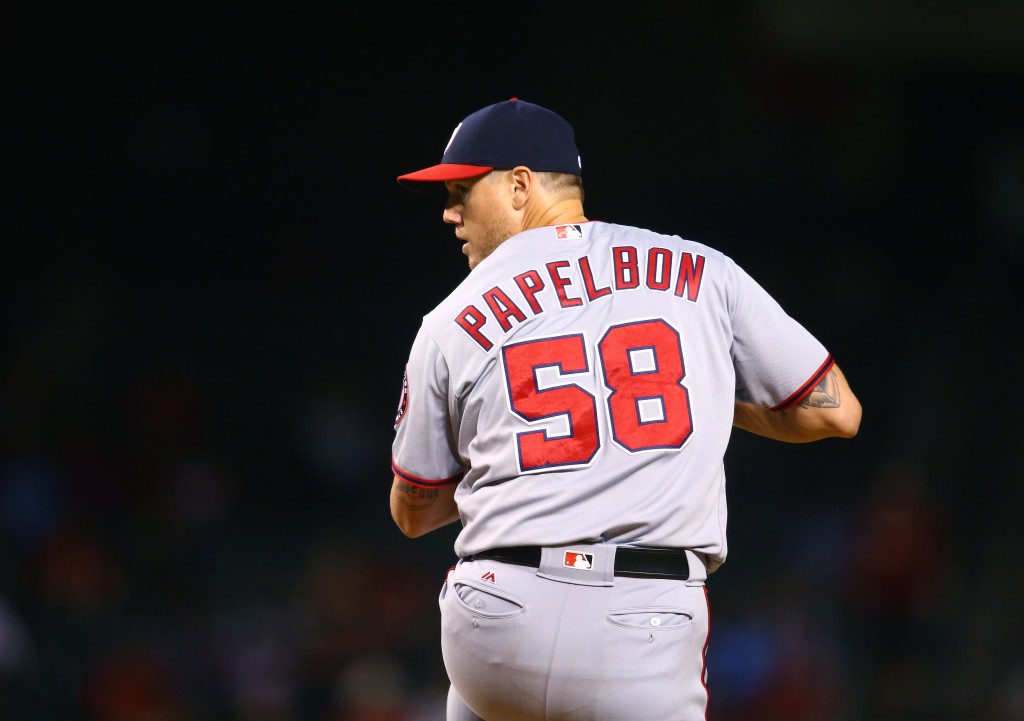 Boston Red Sox closing pitcher Jonathan Papelbon cheers after