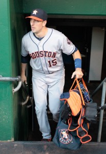 Aug 23, 2016; Pittsburgh, PA, USA; Houston Astros catcher Jason Castro (15) enters the dugout before playing the Pittsburgh Pirates at PNC Park. The Pirates won 7-1. Mandatory Credit: Charles LeClaire-USA TODAY Sports