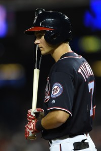 Sep 9, 2016; Washington, DC, USA; Washington Nationals second baseman Trea Turner (7) stands in the batters box during the eighth inning against the Philadelphia Phillies at Nationals Park. Washington Nationals defeated Philadelphia Phillies 5-4. Mandatory Credit: Tommy Gilligan-USA TODAY Sports
