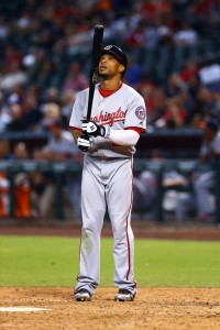 Aug 3, 2016; Phoenix, AZ, USA; Washington Nationals outfielder Ben Revere against the Arizona Diamondbacks at Chase Field. Mandatory Credit: Mark J. Rebilas-USA TODAY Sports