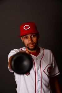 Feb 18, 2017; Goodyear, AZ, USA; Cincinnati Reds center fielder Billy Hamilton (6) poses for a photo during Spring Training Media Day at the Cincinnati Reds Player Development Complex. Mandatory Credit: Joe Camporeale-USA TODAY Sports