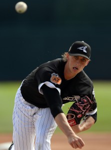 Feb 28, 2017; Phoenix, AZ, USA; Chicago White Sox starting pitcher Michael Kopech (78) pitches against the Seattle Mariners during the first inning at Camelback Ranch. Mandatory Credit: Joe Camporeale-USA TODAY Sports