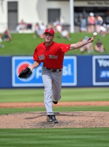 Mar 6, 2017; West Palm Beach, FL, USA; Boston Red Sox starting pitcher Chris Sale (41) delivers a pitch against the Houston Astros at The Ballpark of the Palm Beaches. Mandatory Credit: Jasen Vinlove-USA TODAY Sports