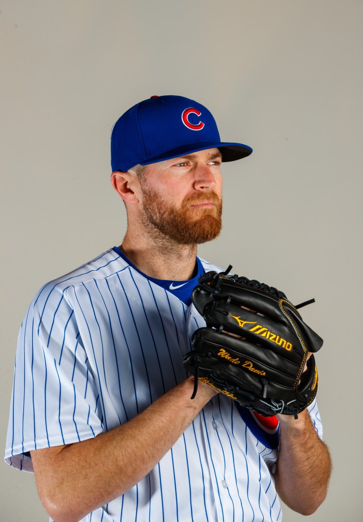 Feb 21, 2017; Mesa, AZ, USA; Chicago Cubs pitcher Wade Davis poses for a portrait during photo day at Sloan Park. Mandatory Credit: Mark J. Rebilas-USA TODAY Sports