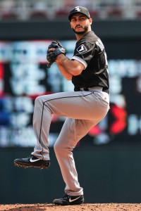 Aug 31, 2017; Minneapolis, MN, USA; Chicago White Sox starting pitcher Miguel Gonzalez (58) throws a pitch against the Minnesota Twins during the third inning at Target Field. Mandatory Credit: Jeffrey Becker-USA TODAY Sports