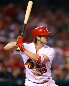 Sep 8, 2017; St. Louis, MO, USA; St. Louis Cardinals left fielder Randal Grichuk (15) against the Pittsburgh Pirates at Busch Stadium. Mandatory Credit: Aaron Doster-USA TODAY Sports