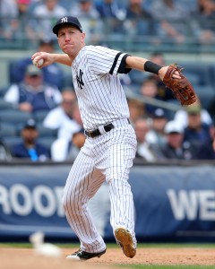 Sep 30, 2017; Bronx, NY, USA; New York Yankees third baseman Todd Frazier (29) throws out Toronto Blue Jays catcher Russell Martin (not pictured) on a ground ball during the ninth inning at Yankee Stadium. Mandatory Credit: Brad Penner-USA TODAY Sports