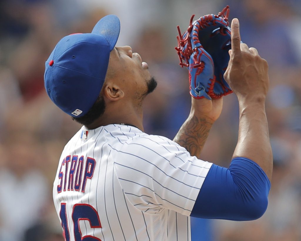 Pedro Strop Game-Used '42' Jersey -- Braves vs Cubs -- 5/14/18