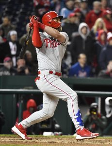 Phillies Nation on X: Bryce Harper and Rhys Hoskins raised the 2022 NL  champs banner.  / X