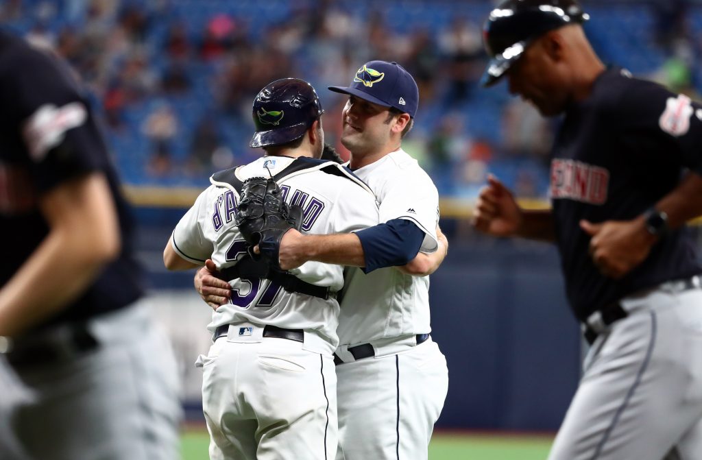 Ji-Man Choi and Willy Adames joked after Choi picked up an RBI on a hit by  pitch