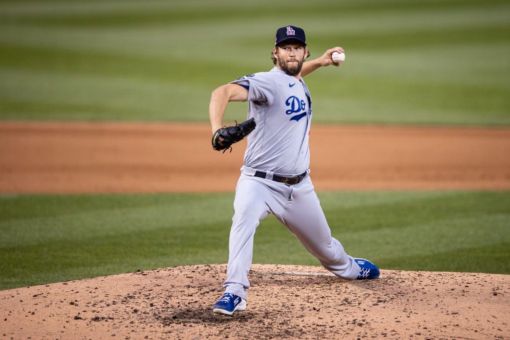 Clayton Kershaw Los Angeles Dodgers Unsigned Pitching in the
