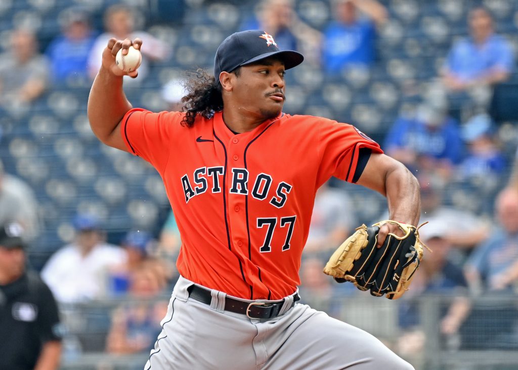 Houston Astros pitchers Framber Valdez, Luis Garcia, Cristian