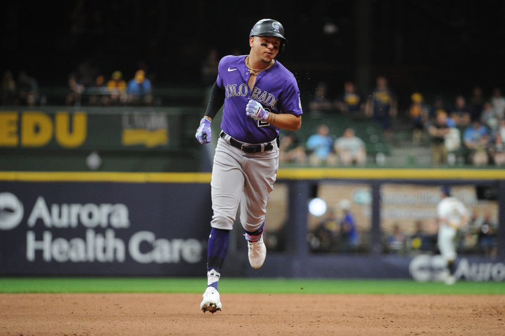 May 4 2022: Colorado center fielder Yonathan Daza (2) gets a hit