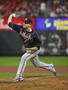 Atlanta, USA. 05th Nov, 2021. Pitcher Max Fried addresses fans at