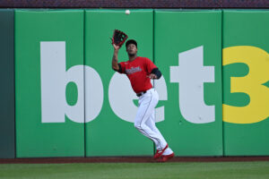 April 28, 2022: Louisville Bats infielder Alejo Lopez (40) fields a ground  ball against the Columbus