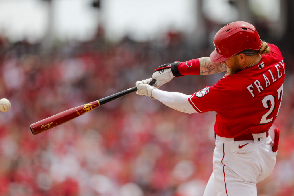 Jake Fraley takes the field for the Reds' City Connect debut