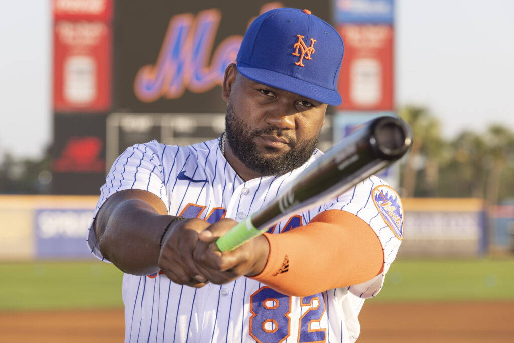 This is a 2023 photo of Abraham Almonte of the New York Mets